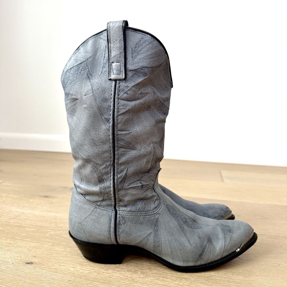 Vintage Capezio Dusty Blue Gray Leather Western Cowgirl Cowboy 80s Boots Sz 9 M - Picture 4 of 9